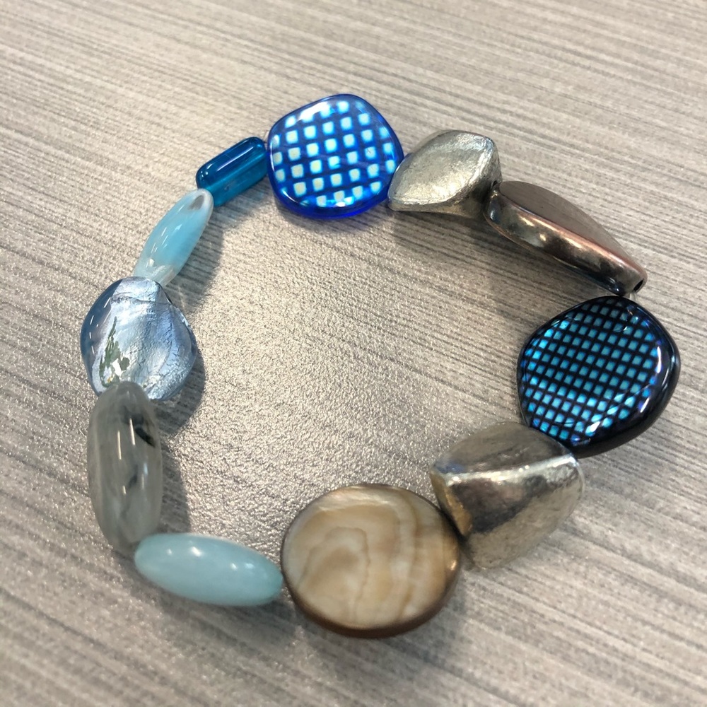 Turquoise and brown and silver women’s bracelet